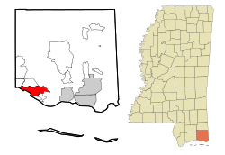 Jackson County Mississippi Incorporated and Unincorporated areas Ocean Springs Highlighted